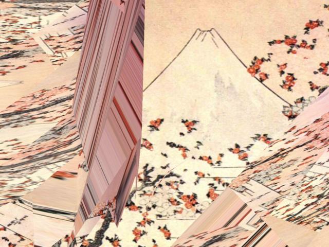 Hokusai Mount Fuji seen through cherry blossom ... Click to get back to small image