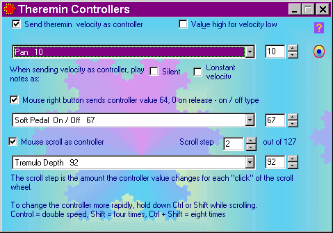 Theremin controllers - associate a controller with the mouse left or right buttons or the scroll wheel