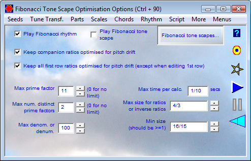 Fibonacci Tone Scape optimisation Options