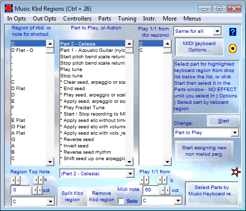 Music keyboard regions
