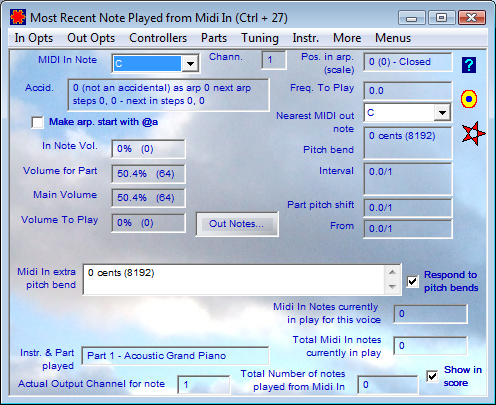 Most Recent Note Played from Midi In