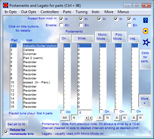 Portamento and Legato for Parts