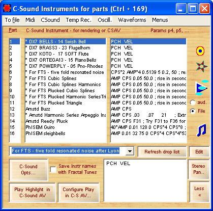 Csound Instruments for parts
